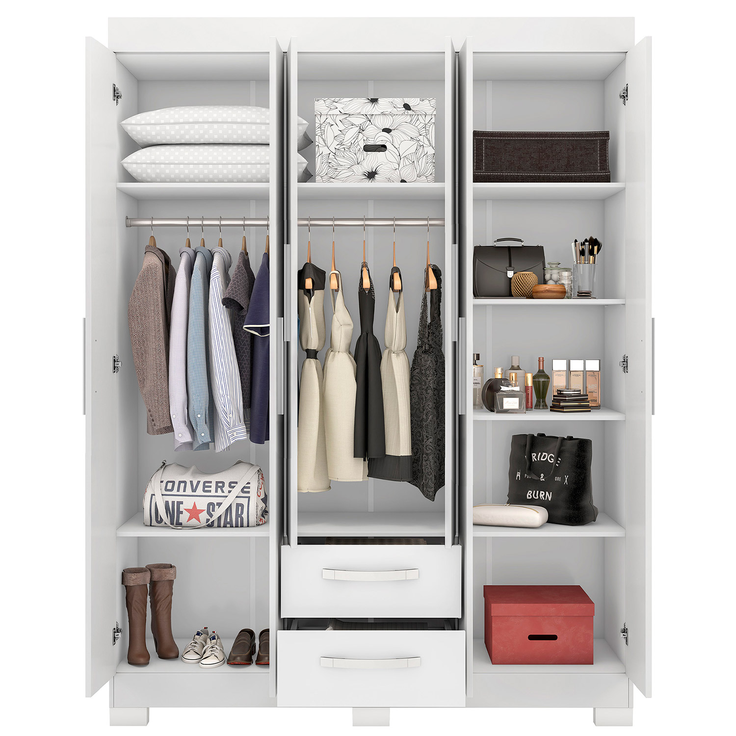 Guarda-Roupa NT 6015 Branco Com Rosa - Notavel