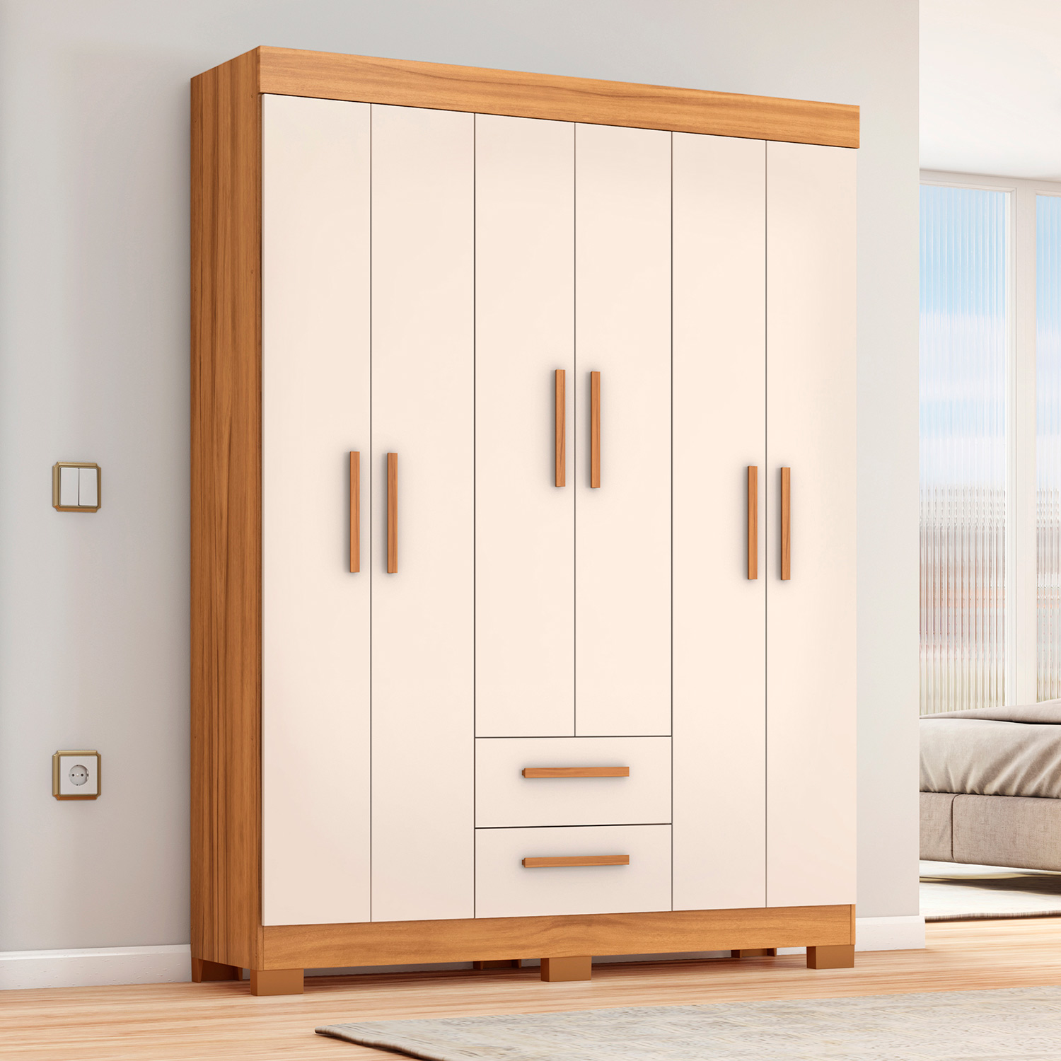 Guarda-Roupa NT 6015 Freijo Com Off White - Notavel