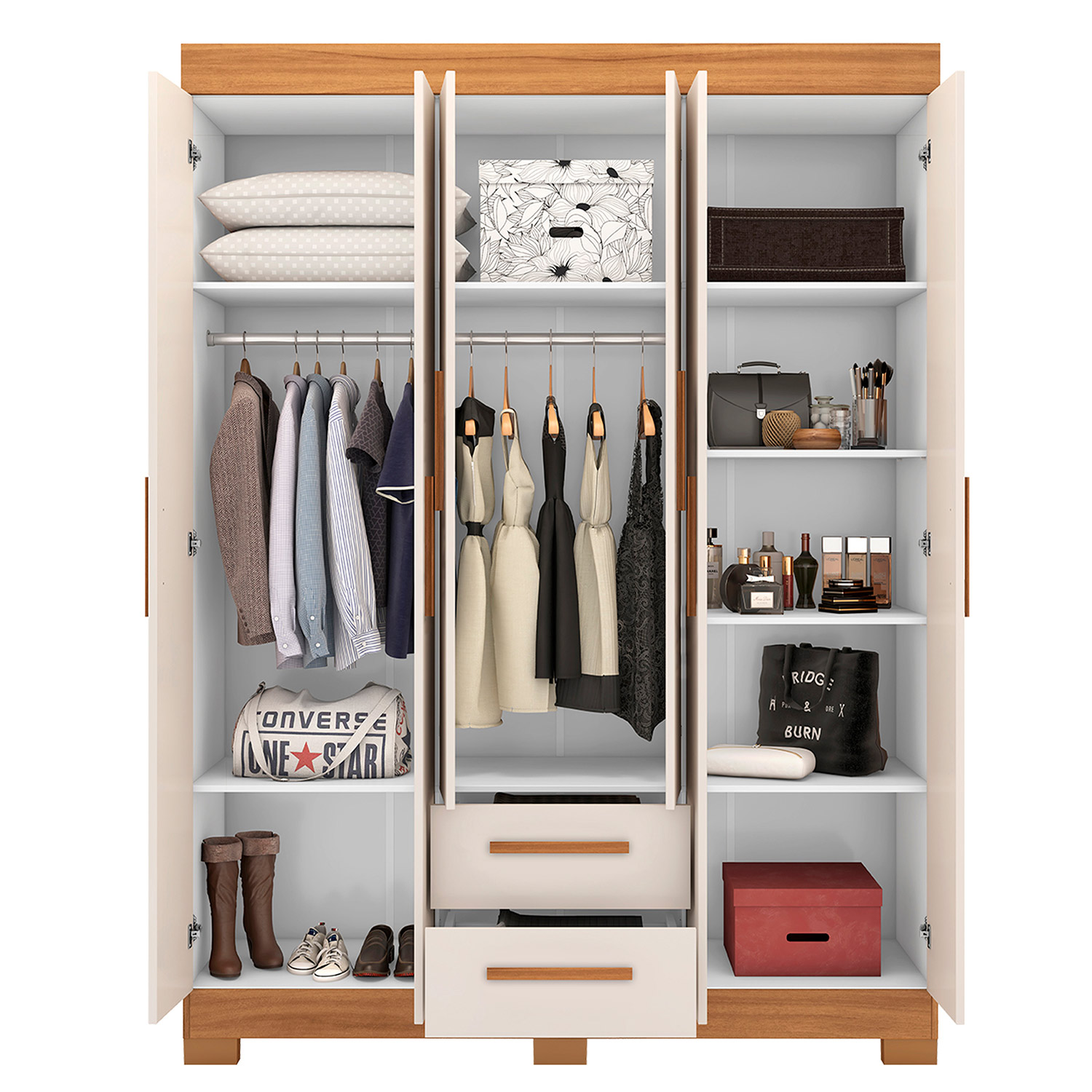 Guarda-Roupa NT 6015 Freijo Com Off White - Notavel