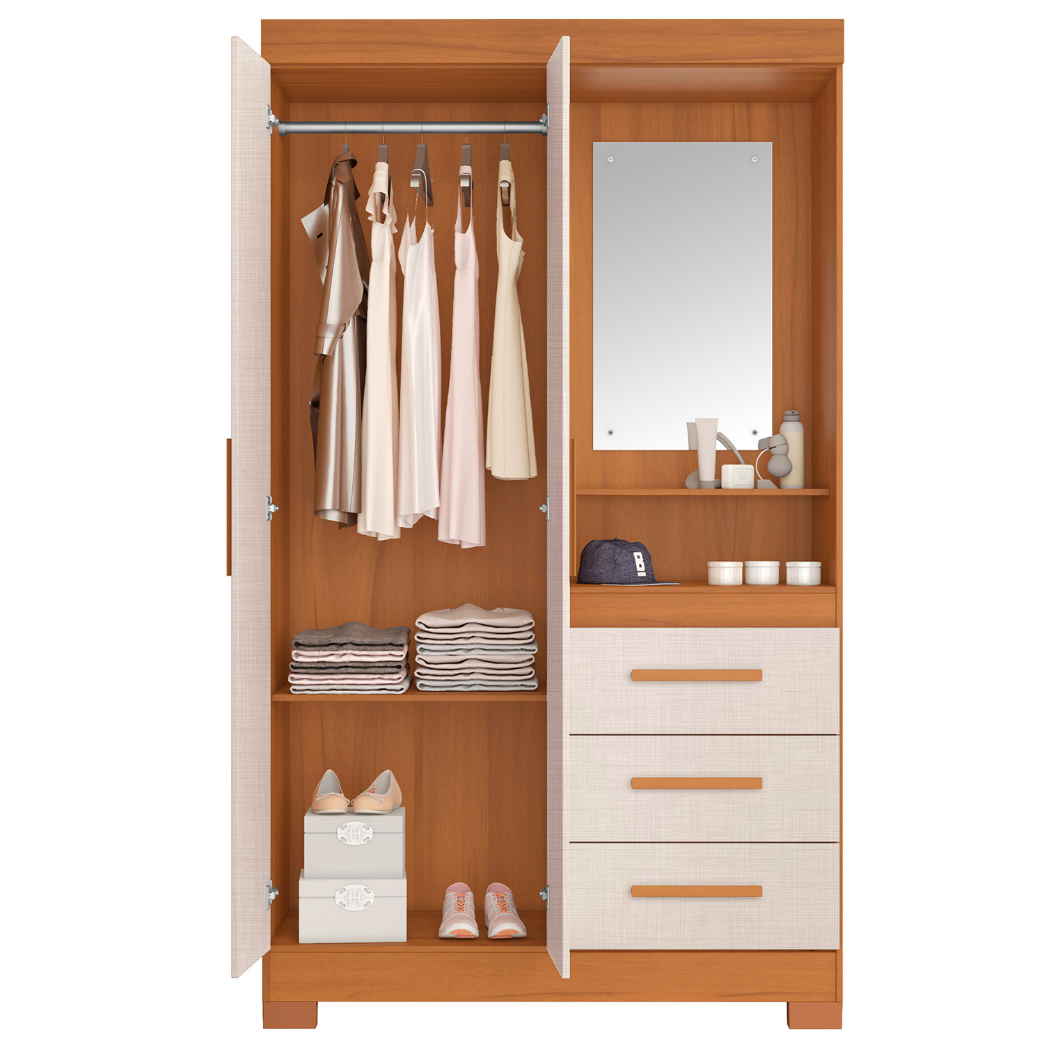 Guarda-Roupa NT 6020 Freijo Com Off White - Notavel