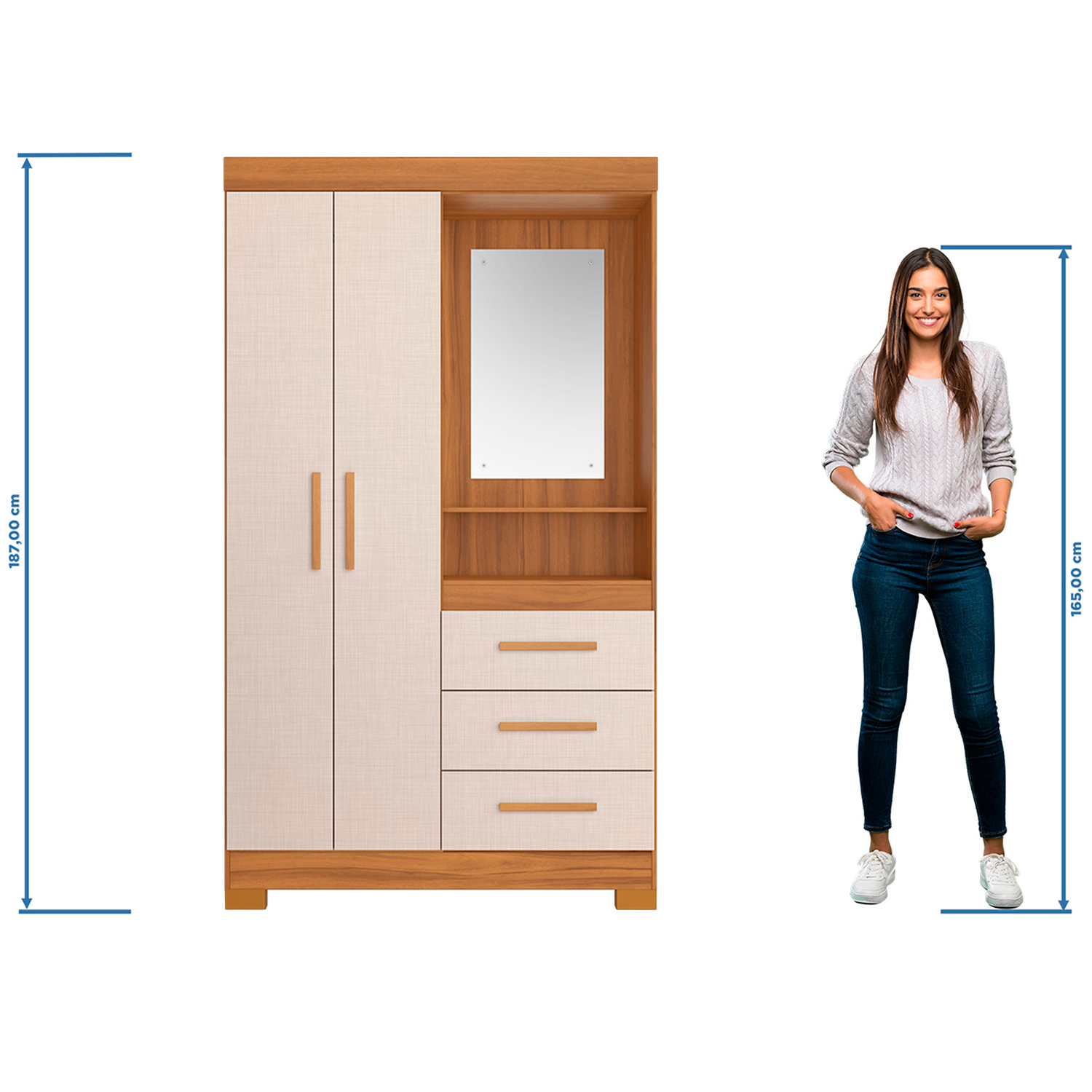 Guarda-Roupa NT 6020 Freijo Com Off White - Notavel