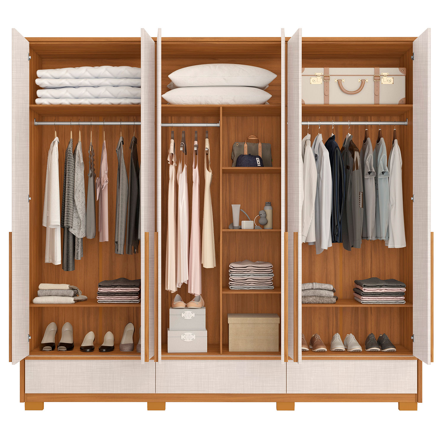 Guarda-Roupa NT 6035 Freijo Com Off White - Notavel
