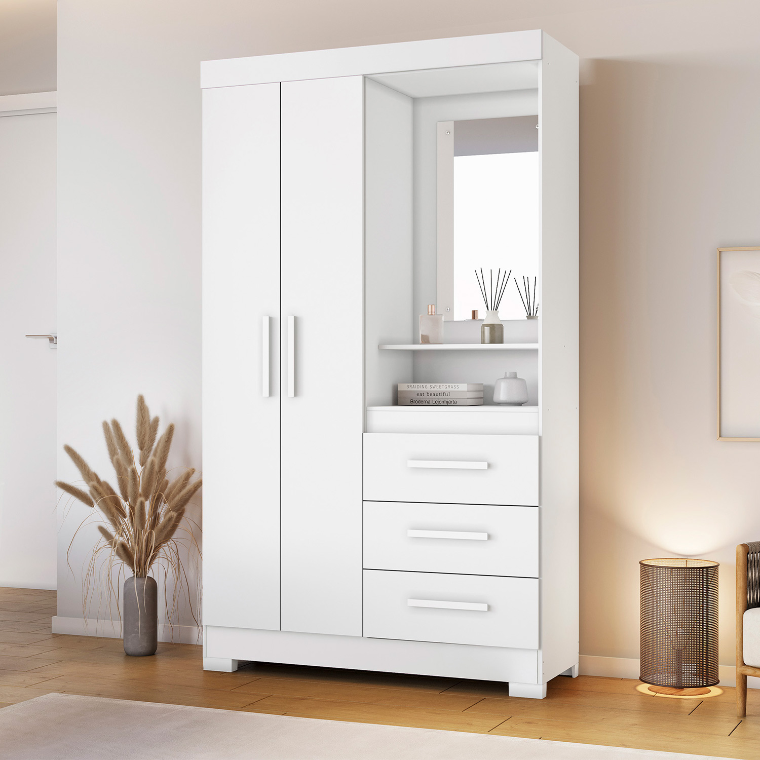 Guarda-Roupa NT6020 Branco Com Rosa - Notavel