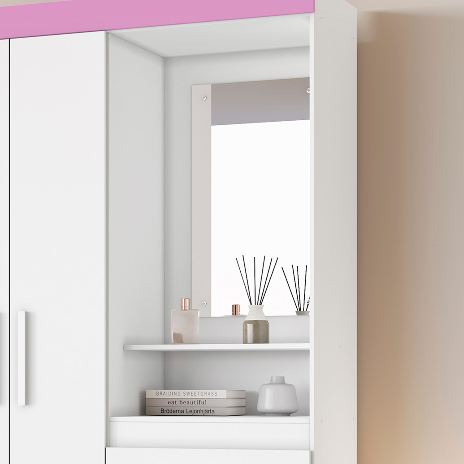 Guarda-Roupa NT6020 Branco Com Rosa - Notavel