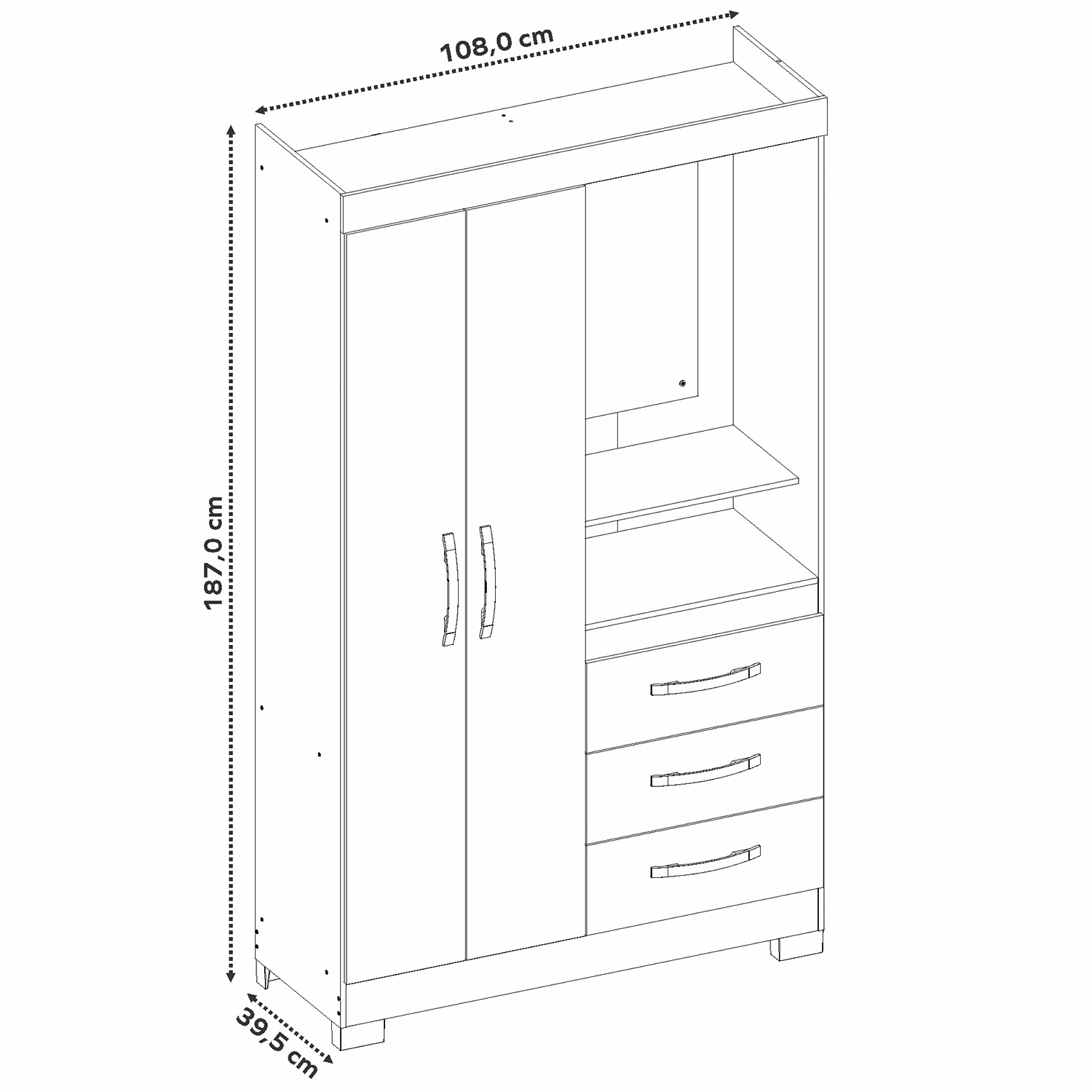 Guarda-Roupa NT6020 Branco Com Rosa - Notavel