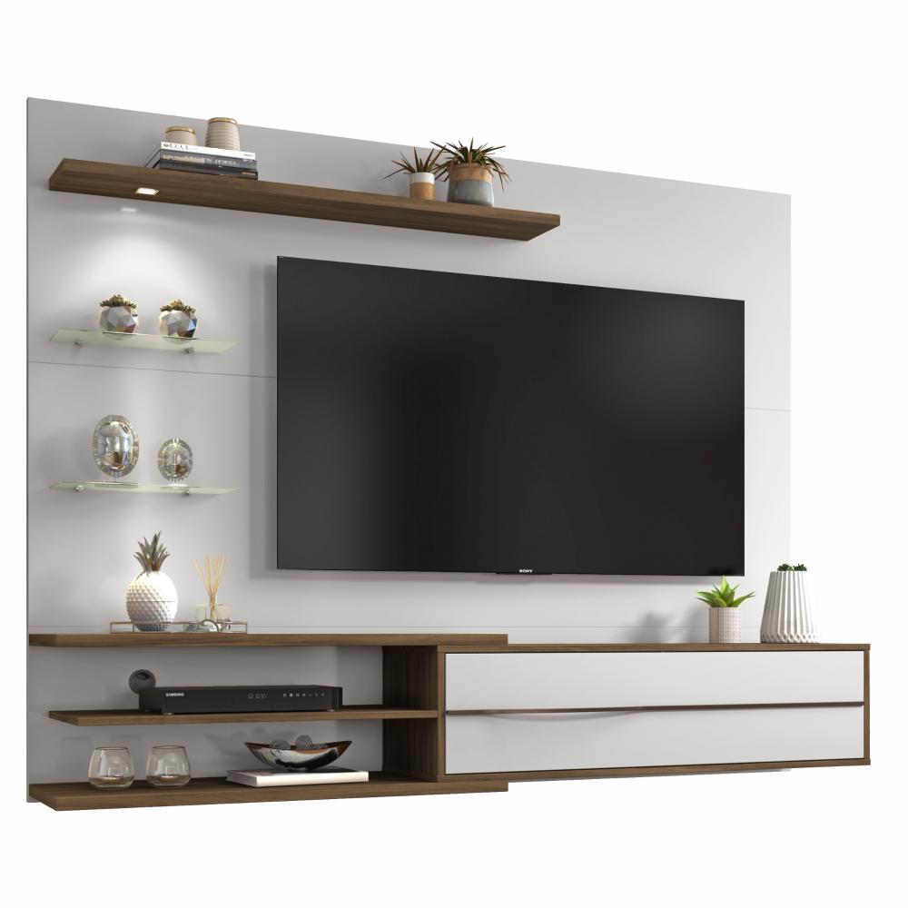 Painel para Tv Até 60 Polegadas Off White e Nogal NT1115 Notável Móveis