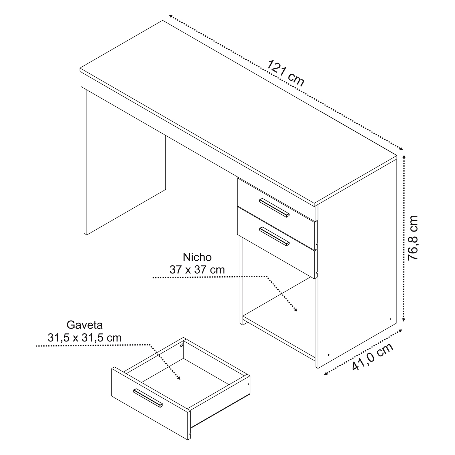 Mesa para Computador Office Preto - Notavel