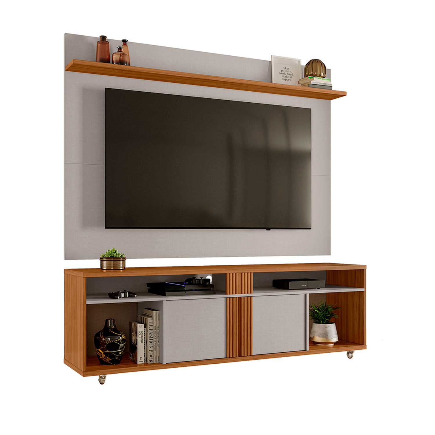 Rack NT 1290 com Painel NT 1305 Off White com Freijó - Notavel