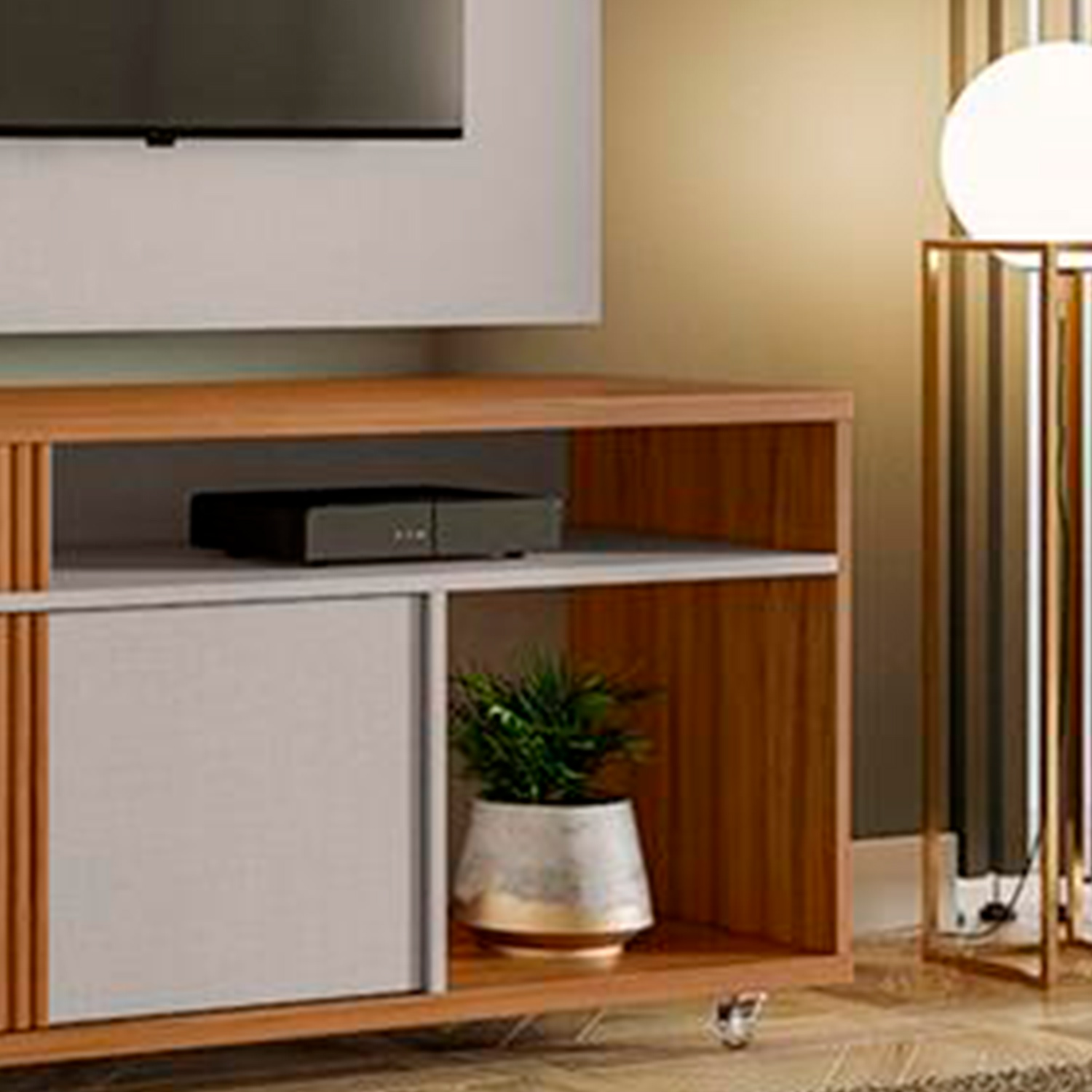 Rack NT 1290 com Painel NT 1305 Off White com Freijó - Notavel
