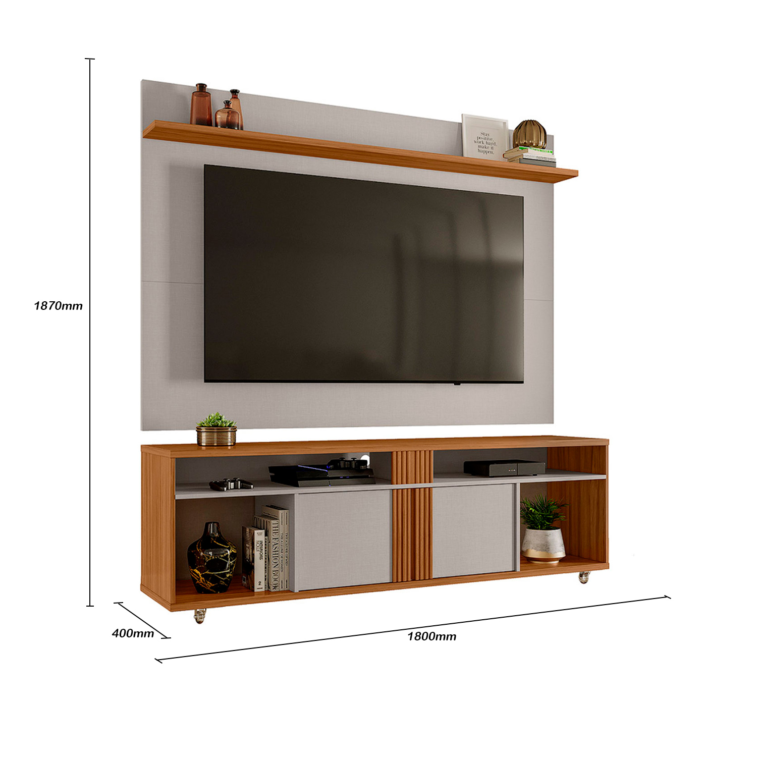 Rack NT 1290 com Painel NT 1305 Off White com Freijó - Notavel