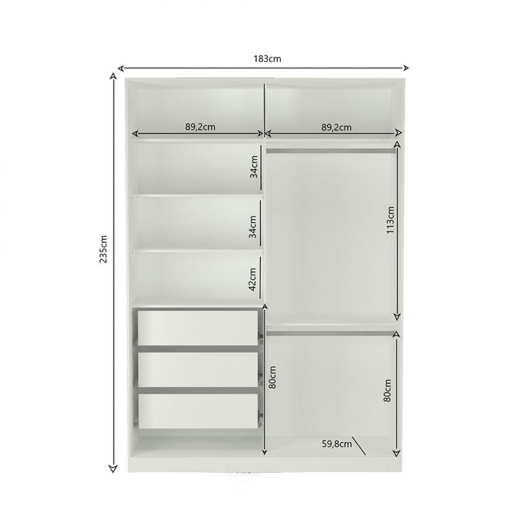 [OUTLET] Guarda-Roupa Solteiro Tunas II 2 PT 3 GV Branco