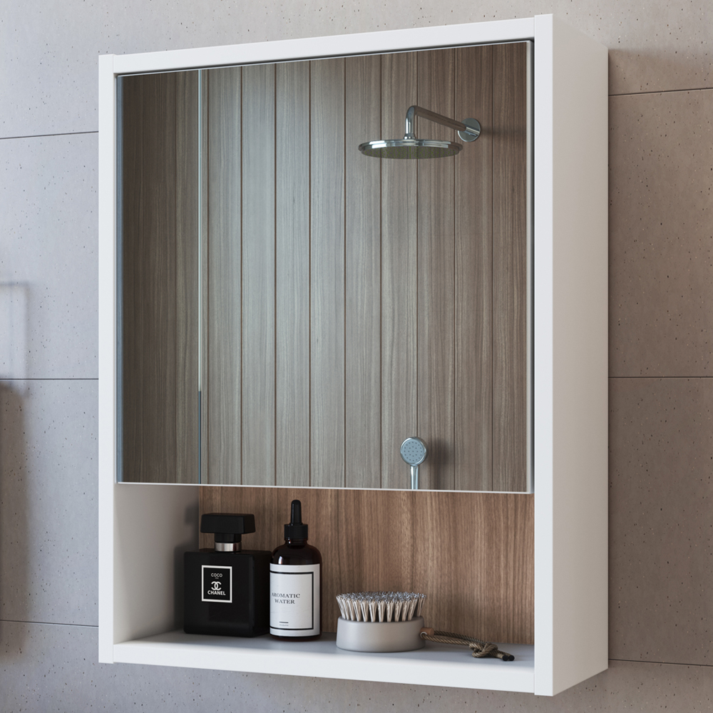 Armário Para Banheiro 1 Porta Com Espelho B85 Branco Montana NOVAM