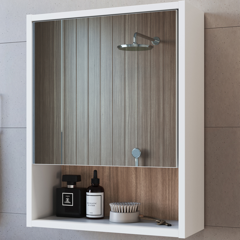 Armário Para Banheiro 1 Porta Com Espelho B85 Branco Montana NOVAM