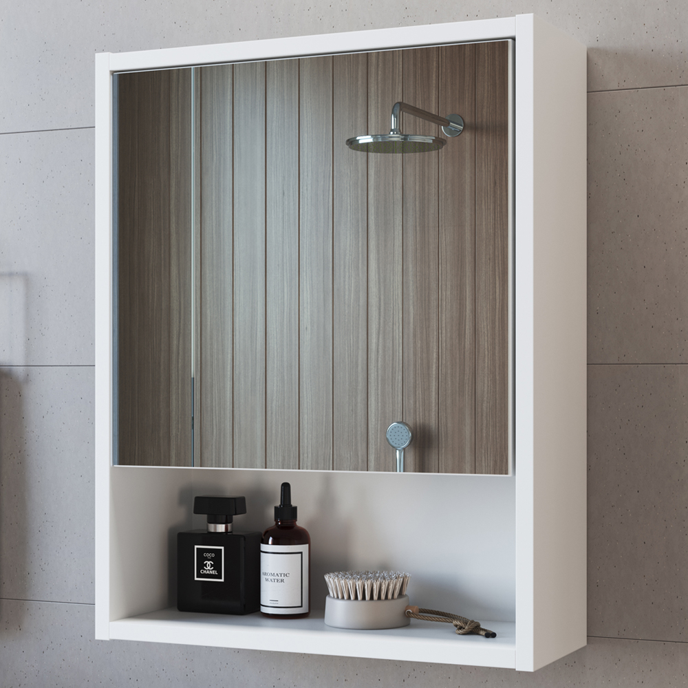Armário Para Banheiro 1 Porta Com Espelho B85 Branco NOVAM