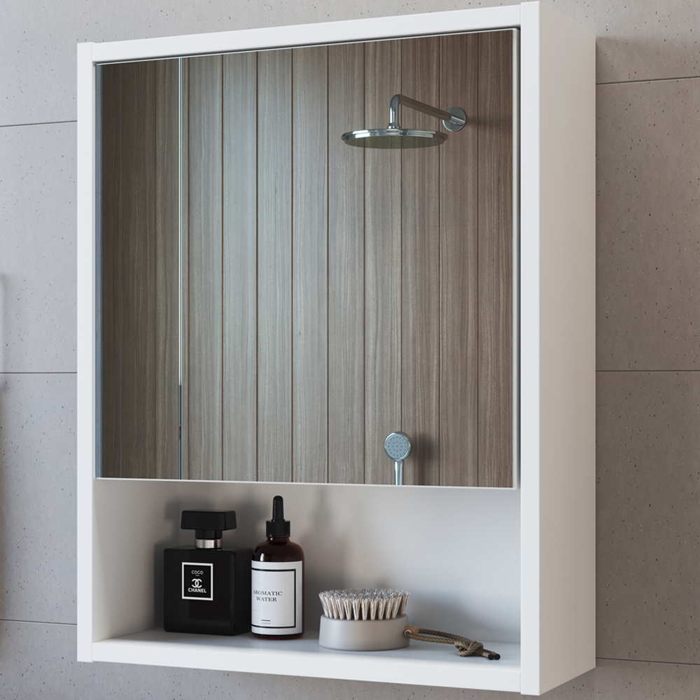 Armário Para Banheiro 1 Porta Com Espelho B85 Branco NOVAM