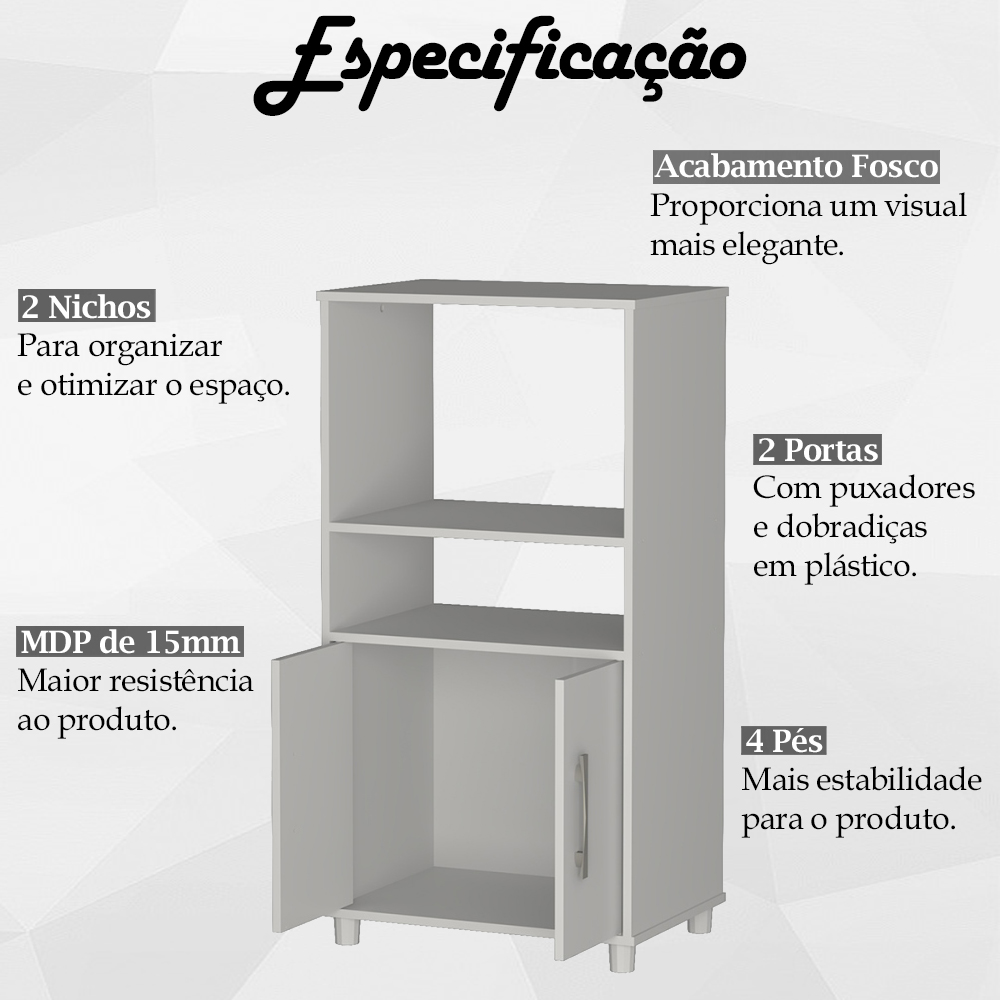 Balcão 2 Portas Para Cozinha B02 Branco NOVAM