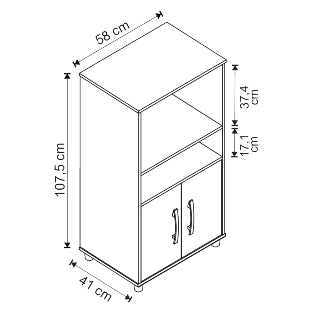 Balcão 2 Portas Para Cozinha B02 Branco NOVAM