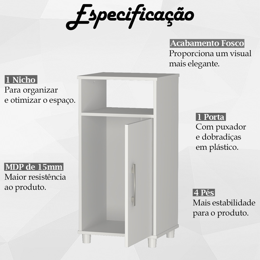 Balcão Multiuso 1 Nicho e 1 Porta B01 Branco NOVAM