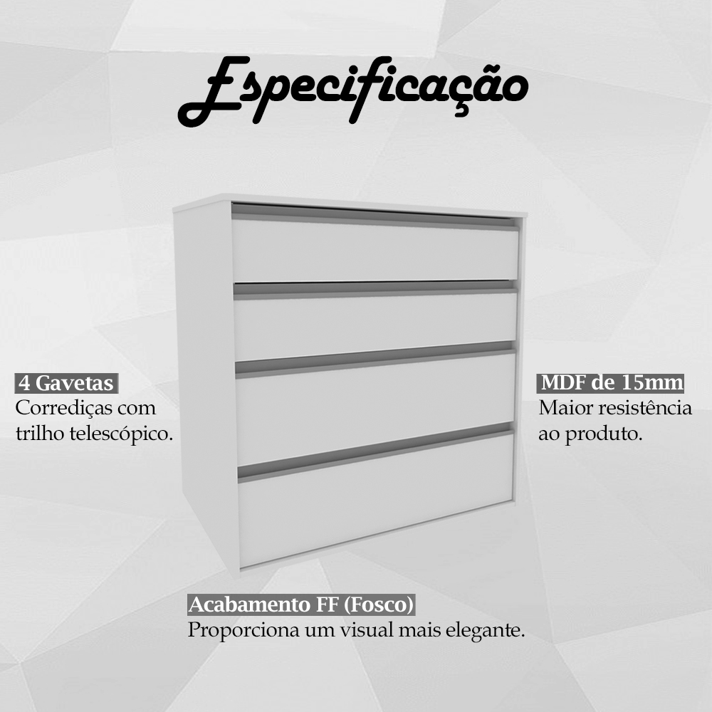 Comoda 4 Gavetas CO19 Branco NOVAM
