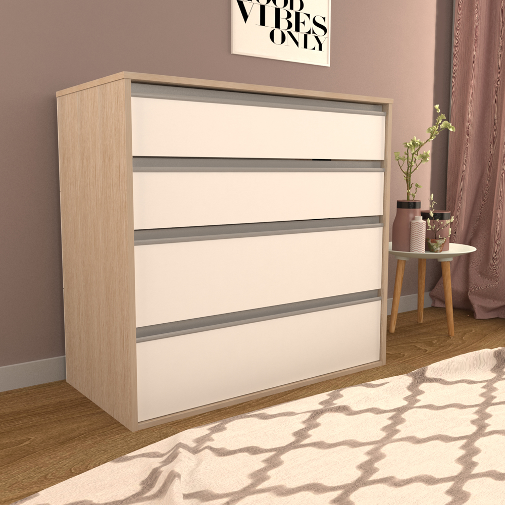Comoda 4 Gavetas CO19 Noce Branco NOVAM