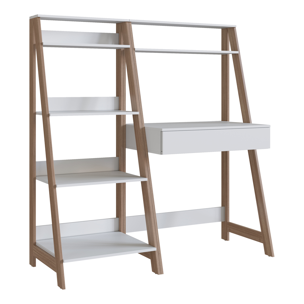 Conjunto Escrivaninha e Estante Para Escritório B94 Branco Montana NOVAM