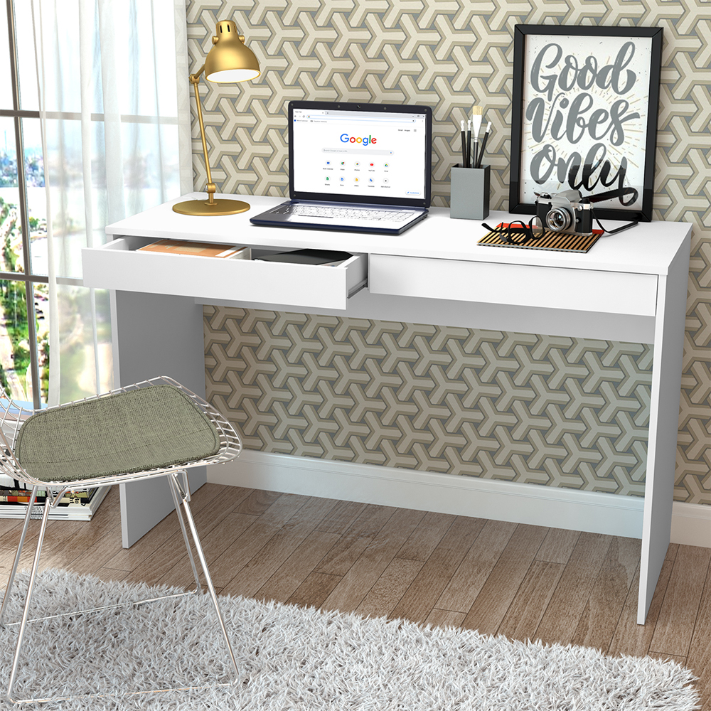 Escrivaninha Madri Para Computador 2 Gavetas B35 Branco NOVAM
