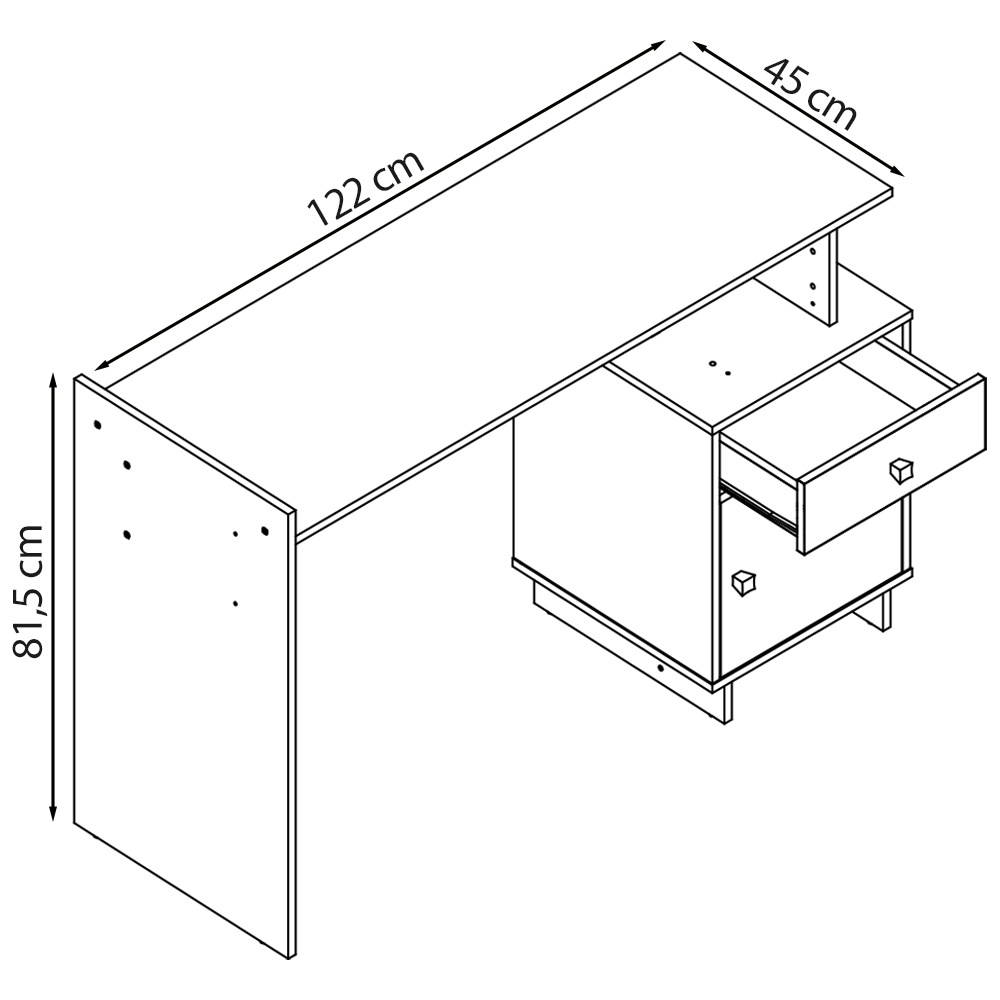 Escrivaninha Mesa Escritorio 1 Porta e 1 Gaveta B33 Branco NOVAM
