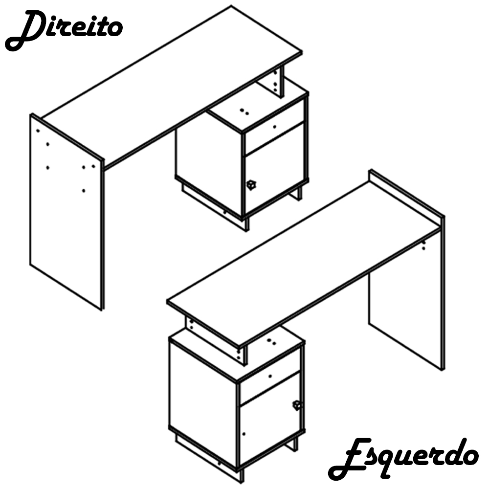 Escrivaninha Mesa Escritorio 1 Porta e 1 Gaveta B33 Branco NOVAM