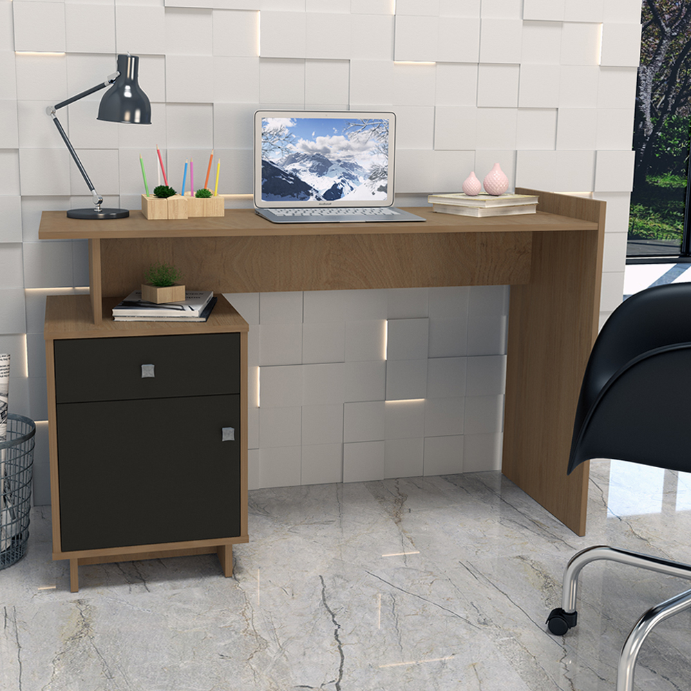Escrivaninha Mesa Escritorio 1 Porta e 1 Gaveta B33 Mell Preto NOVAM