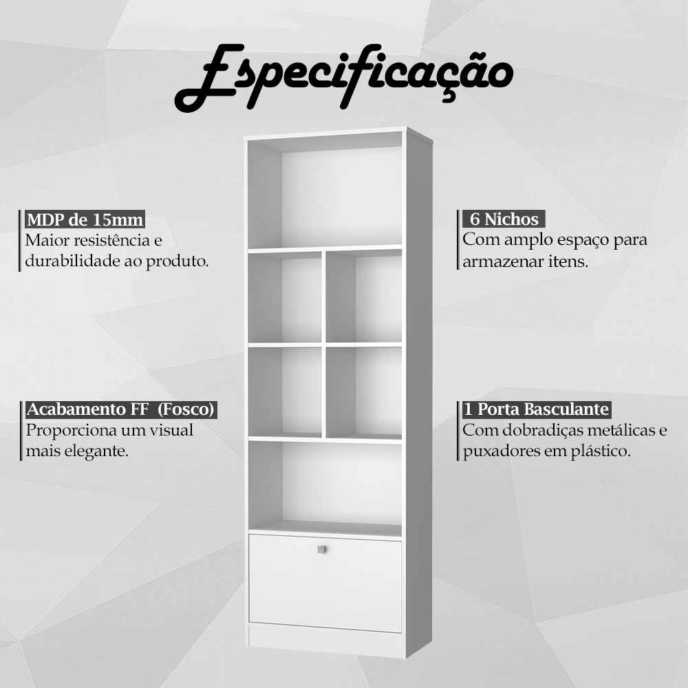 Escrivaninha e Estante Livreiro Para Escritorio B30 Branco NOVAM