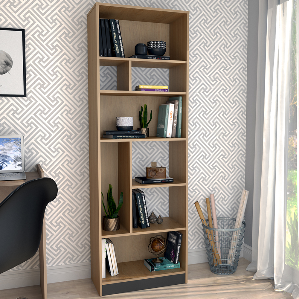 Estante Livreiro 8 Nichos B38 Mell Preto NOVAM