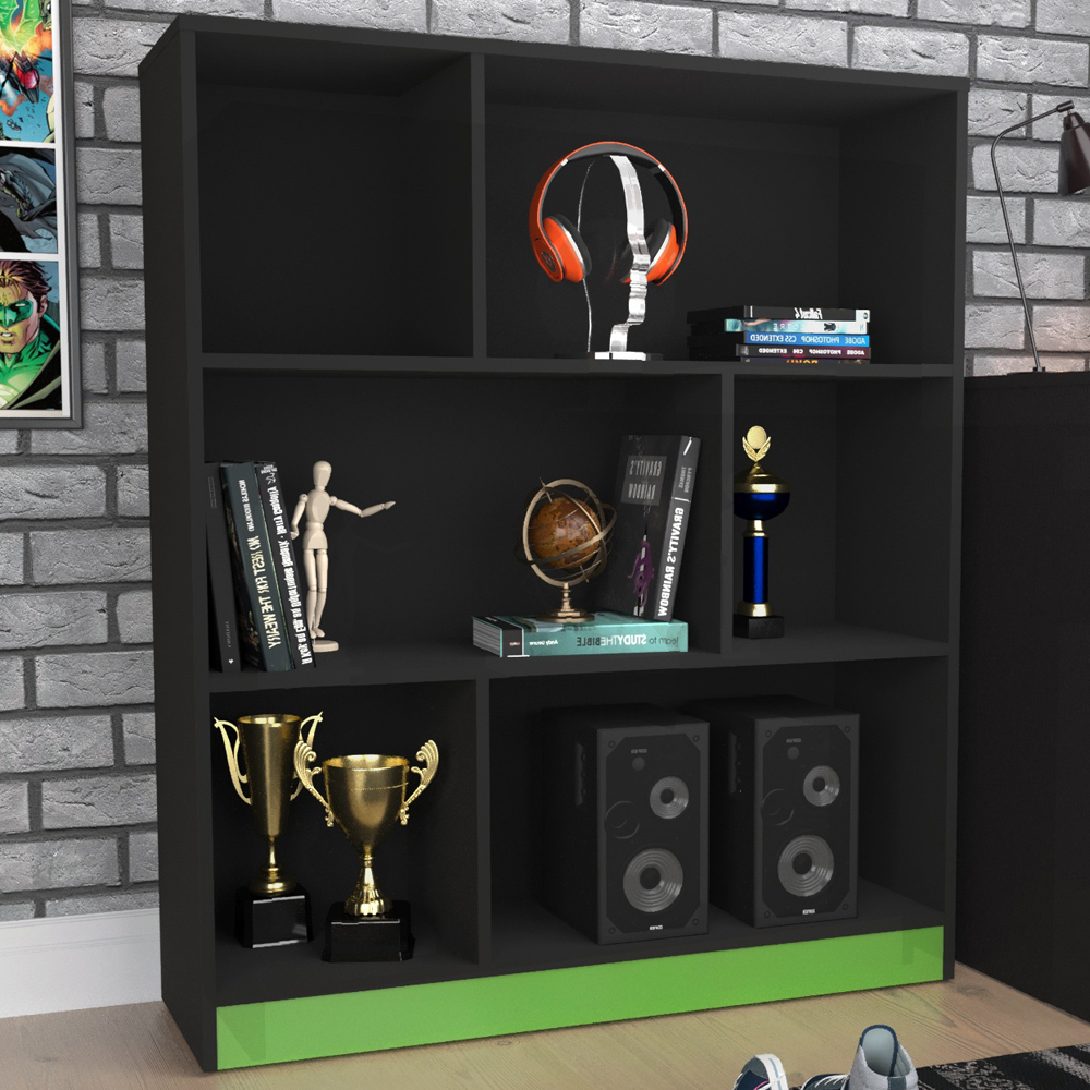 Estante Para Escritorio Gamer B25 Preto Verde NOVAM