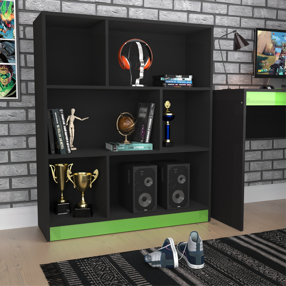Estante Para Escritorio Gamer B25 Preto Verde NOVAM