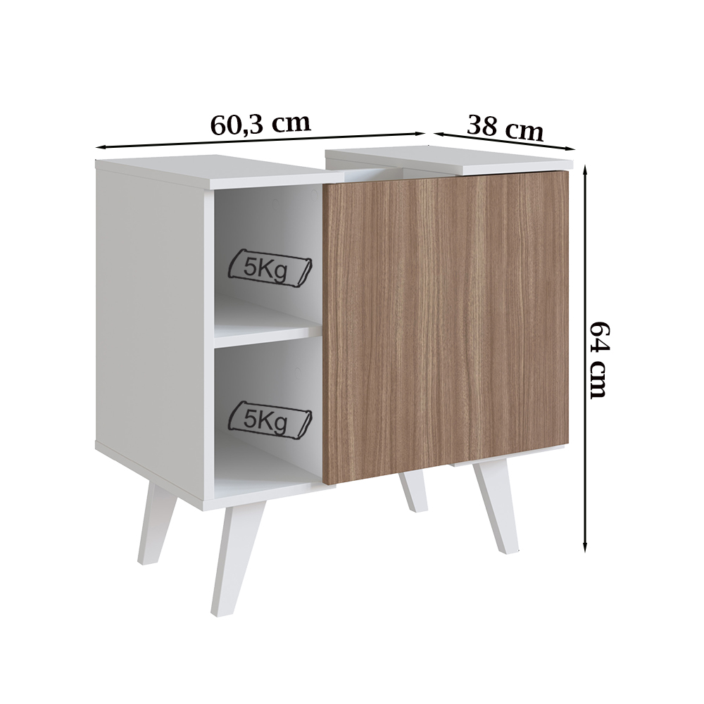 Gabinete Para Banheiro 01 Porta e 4 Nichos B86 Branco Montana NOVAM