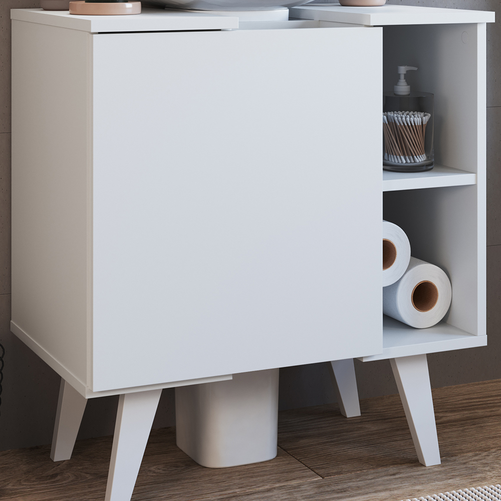 Gabinete Para Banheiro 01 Porta e 4 Nichos B86 Branco NOVAM