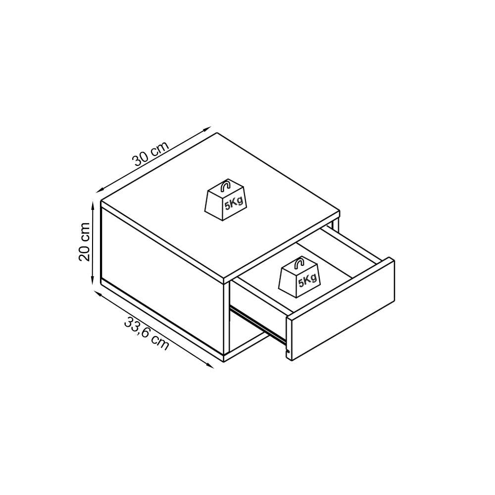 Mesa De Cabeceira Suspensa 1 Gaveta B87 Montana Branco NOVAM