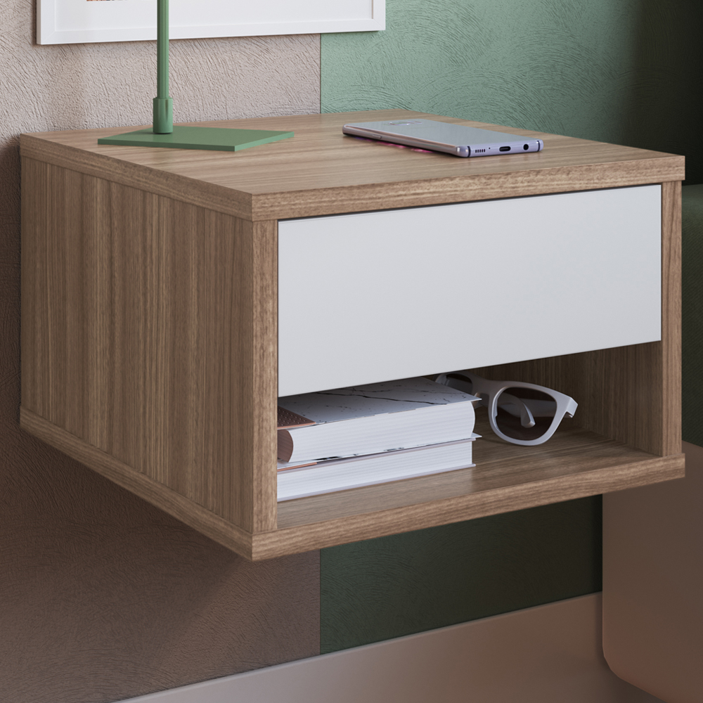 Mesa De Cabeceira Suspensa 1 Gaveta B87 Montana Branco NOVAM