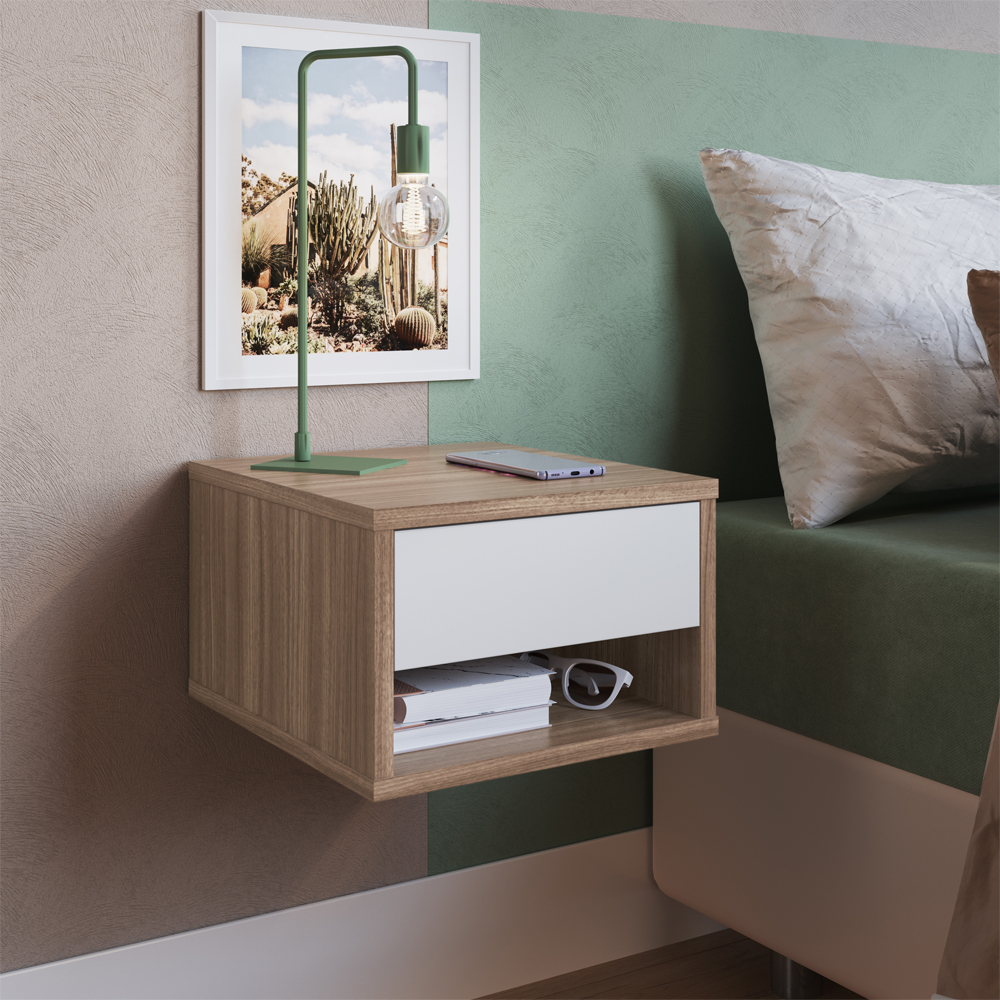Mesa De Cabeceira Suspensa 1 Gaveta B87 Montana Branco NOVAM