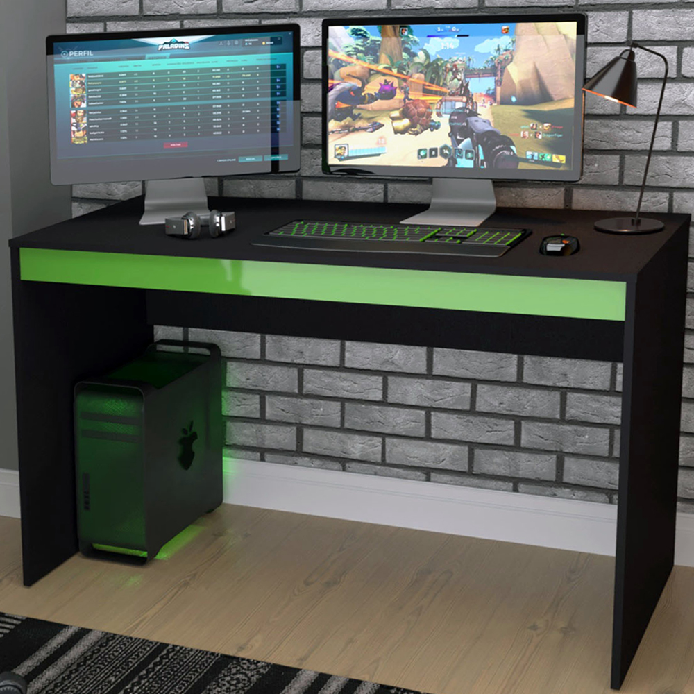 Mesa Para Escritorio Gamer B23 Preto Verde NOVAM