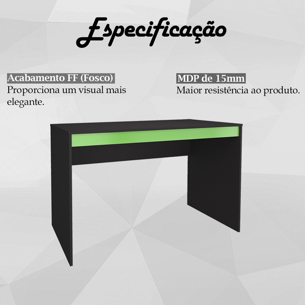 Mesa Para Escritorio Gamer B23 Preto Verde NOVAM