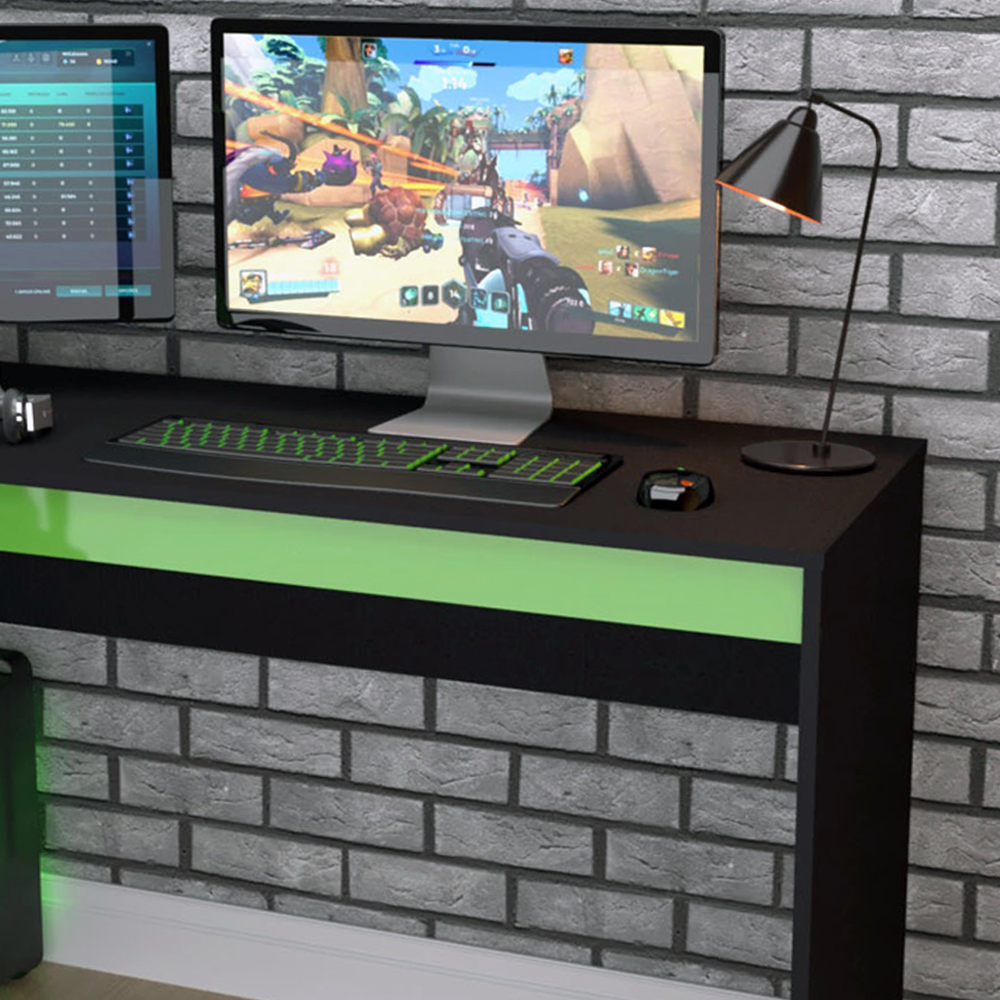 Mesa Para Escritorio Gamer B23 Preto Verde NOVAM