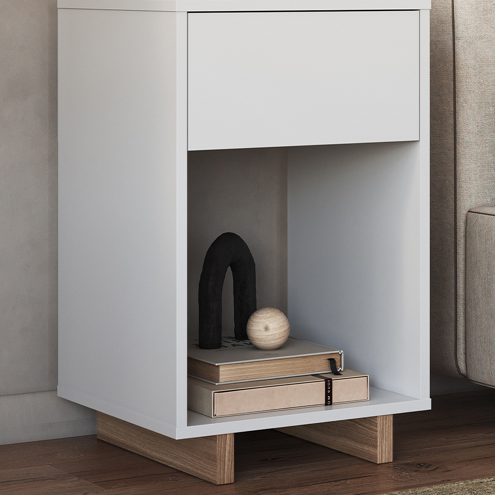 Mesa de Cabeceira 1 Gaveta e 1 Nicho B88 Branco Montana NOVAM