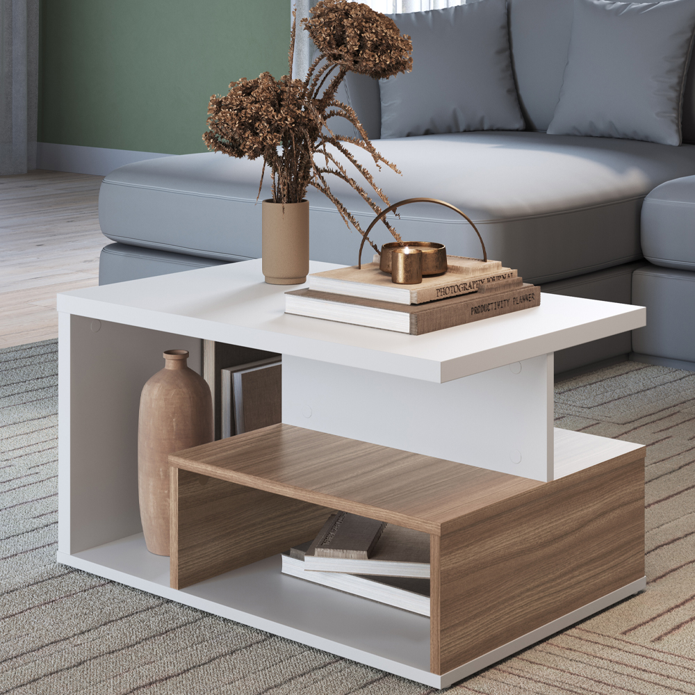 Mesa de Centro 1 Nicho E 1 Prateleira B92 Branco Montana NOVAM