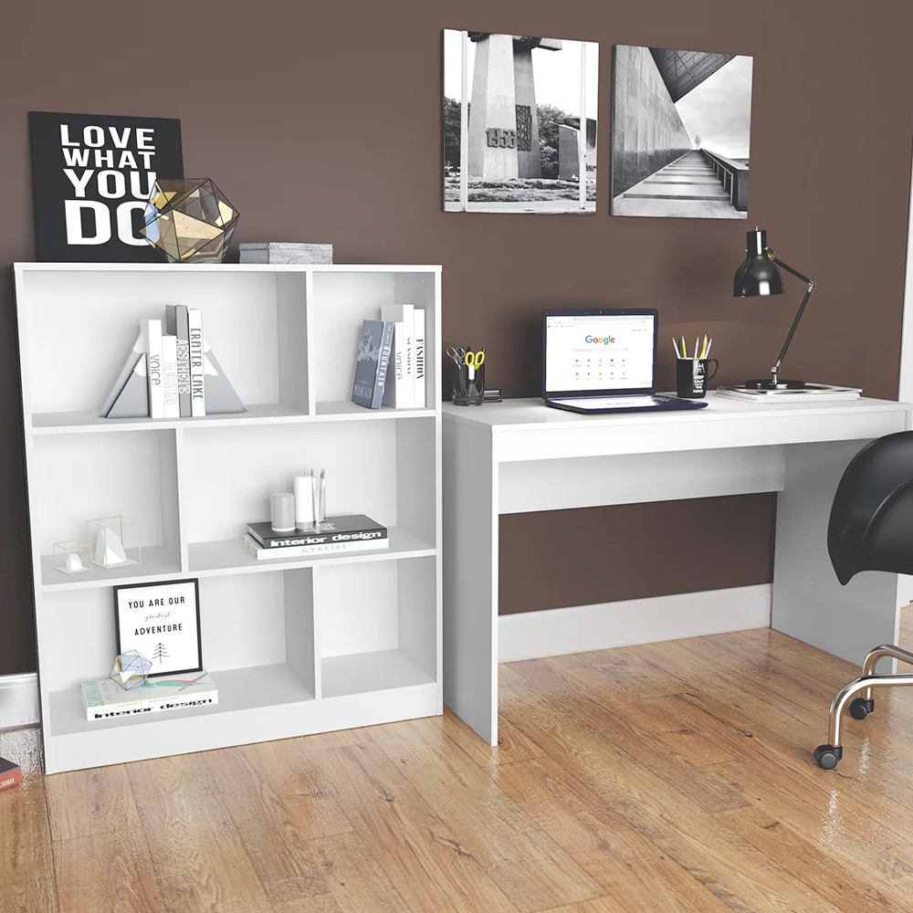 Mesa e Estante Para Escritorio Gamer B28 Branco NOVAM