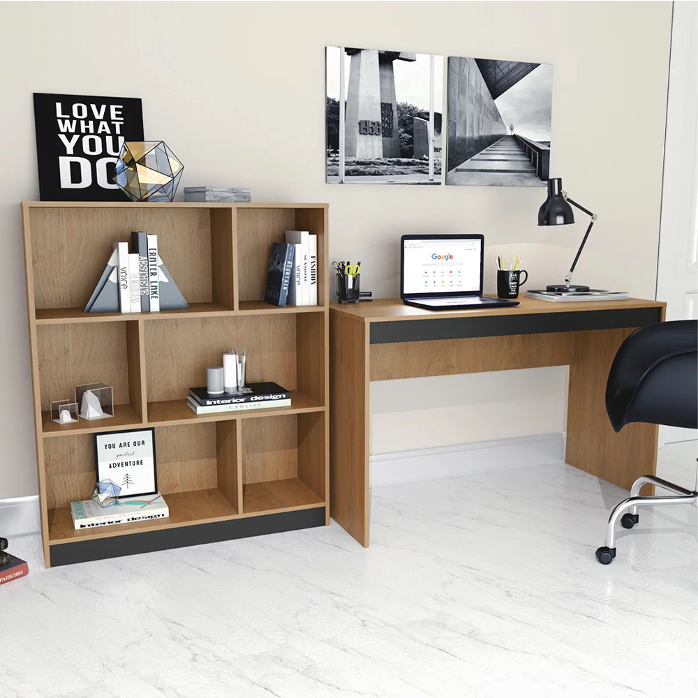 Mesa e Estante Para Escritorio Gamer B28 Mell Preto NOVAM