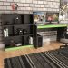 Mesa e Estante Para Escritorio Gamer B28 Preto Verde NOVAM