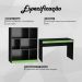Mesa e Estante Para Escritorio Gamer B28 Preto Verde NOVAM