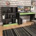 Mesa e Estante Para Escritorio Gamer B28 Preto Verde NOVAM