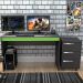 Mesa e Gaveteiro 3 Gavetas Para Escritorio Gamer B29 Preto Verde NOVAM