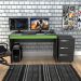 Mesa e Gaveteiro 3 Gavetas Para Escritorio Gamer B29 Preto Verde NOVAM